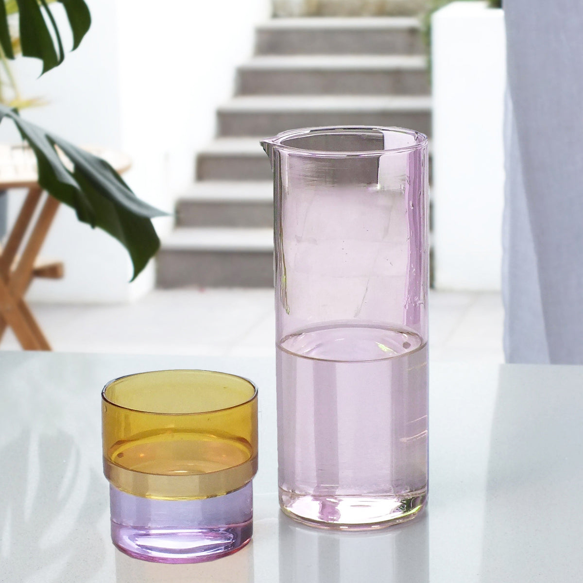 Color Stack Glass Carafe