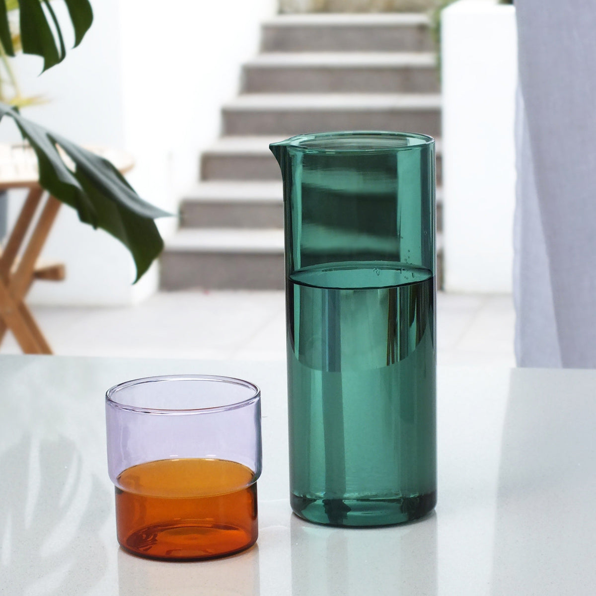 Color Stack Glass Carafe